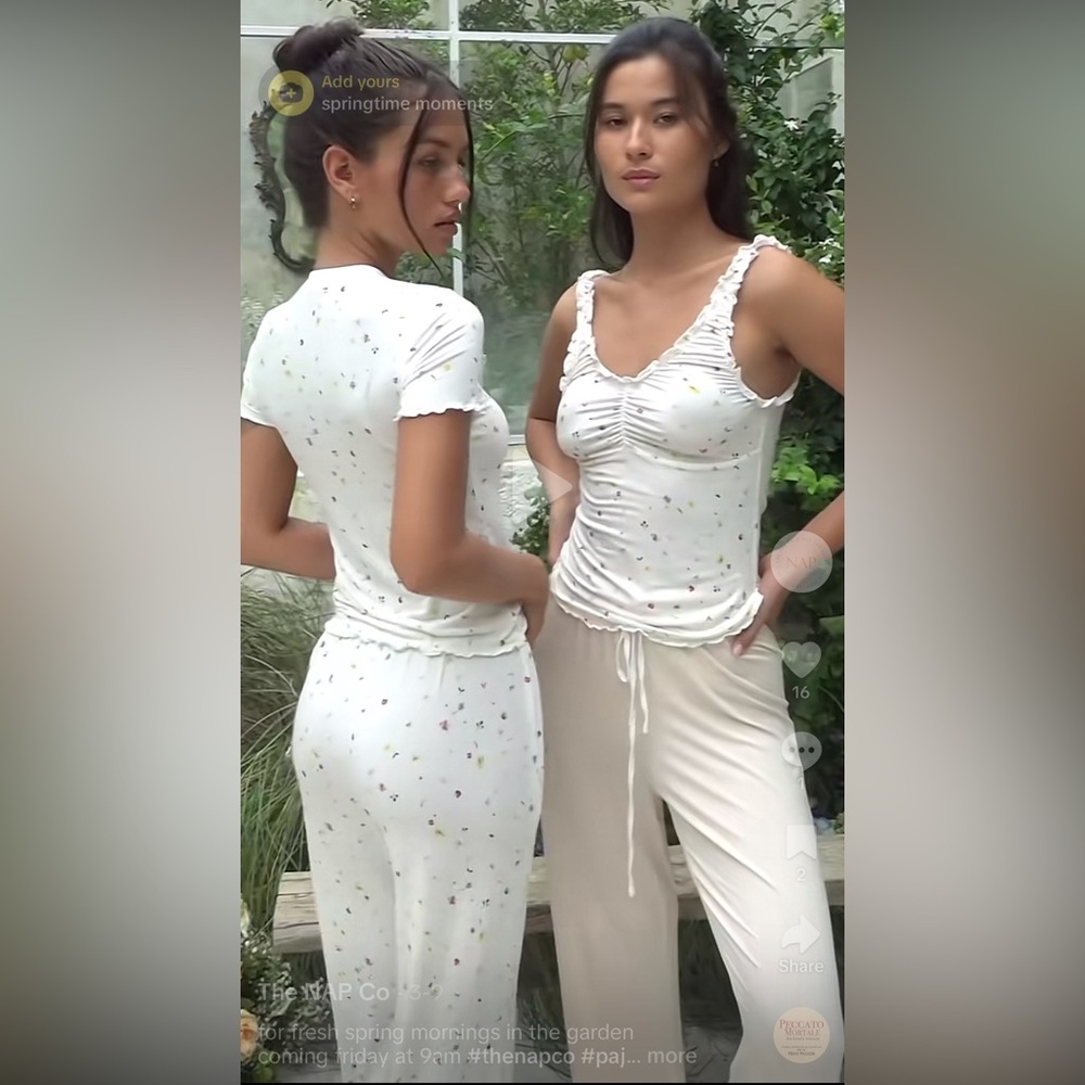 SET The Nap Co-Lettuce Edge Cami Top + wide leg trousers